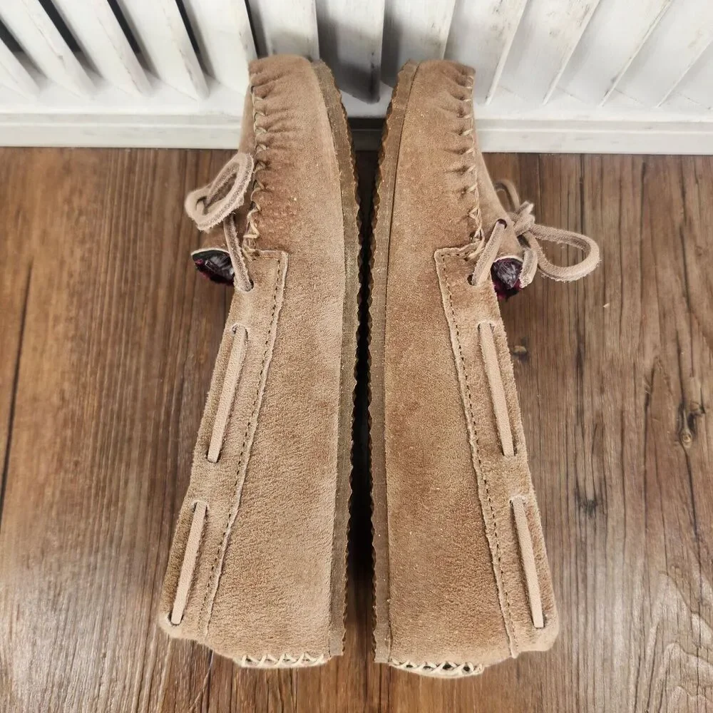 Old Friend Buckeye Chestnut Moccasin Slippers Child Size 13 Brown Fleece Lined